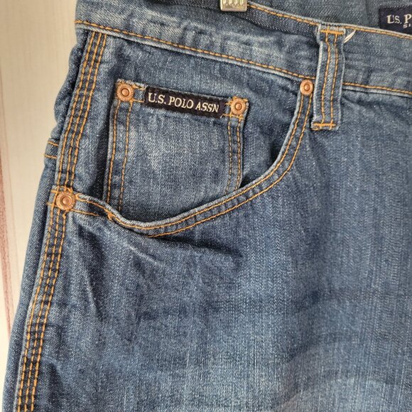 Vintage US Polo Assn Men’s Sz 36 Jean Shorts, Y2K Denim Baggy Carpenter Shorts - Picture 2 of 13